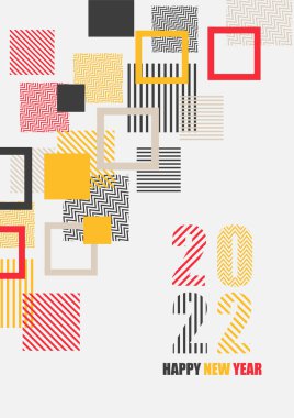 Mutlu yıllar 2022 Soyut Memphis Geometrik Kapak A4 Tasarım Arkaplanı