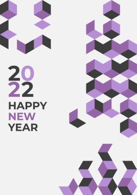 2022 yılının tasarımı. Mutlu yıllar. Güçlü bir tipografi. Renkli ve hatırlaması kolay. Markalaşma, sunum, portföy, iş, eğitim, pankart tasarımı. Vektör, resimleme