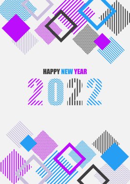 2022 yılının tasarımı. Mutlu yıllar. Güçlü bir tipografi. Renkli ve hatırlaması kolay. Markalaşma, sunum, portföy, iş, eğitim, pankart tasarımı. Vektör, resimleme