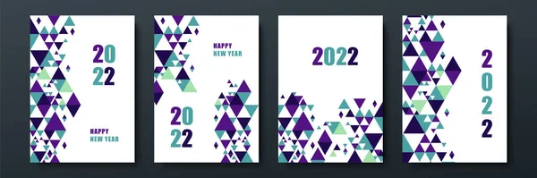 Neujahr 2022 Weiß Lila Geometrisches Cover Design Hintergrund — Stockvektor
