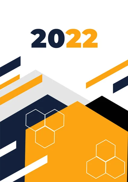 Ano Novo 2022 Branco Laranja Geométrica Capa Design Fundo — Vetor de Stock