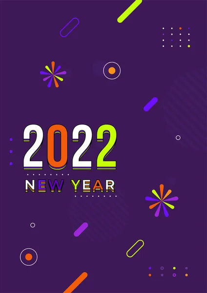 Happy New Year 2022 Vector Illustration Greeting Card Party Invitation — Stock Vector