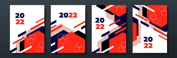 Conceito Design 2022 Feliz Ano Novo Definido Modelos Com Logotipo — Vetor de Stock