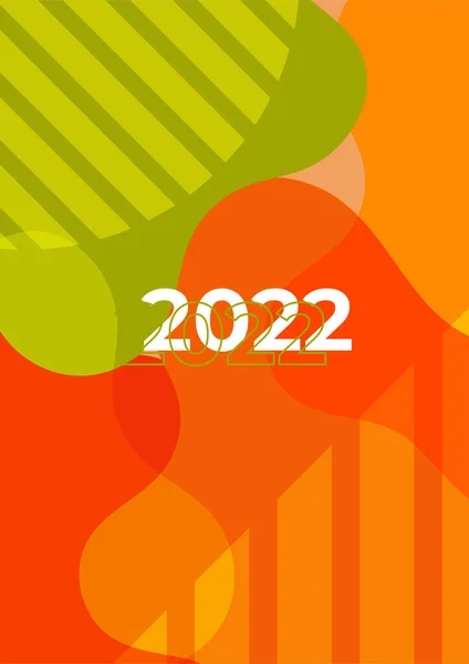 Adorable 2022 Orange Vert Main Dessiner Couverture Design Fond — Image vectorielle