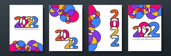 2022年の陽気概要平面幾何学的カバーA4デザインの背景 グリーティングカード パーティー招待カード ウェブサイトバナー ソーシャルメディアバナー マーケティング素材のためのベクトルイラスト — ストックベクタ