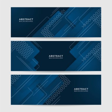 Modern Koyu Mavi Soyut Çizgiler Geniş Sancak Tasarımı Arkaplan