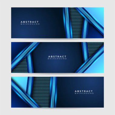 Açık Çizgi Mavi Soyut Geometrik Geniş Sancak Tasarımı Arkaplanı