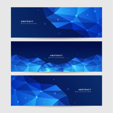 Gradyan Low Poly Mavi Soyut Memphis Geometrik Sancak Tasarımı Arkaplan