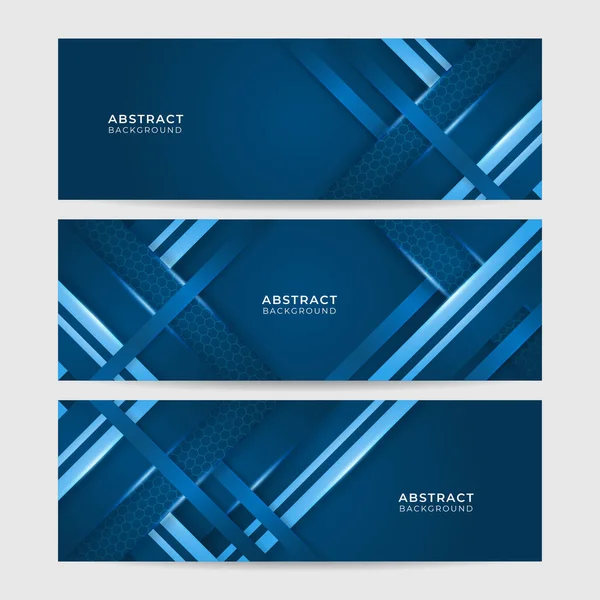 Light Dark Blue Abstract Stripes Wide Banner Design Background — Stock Vector
