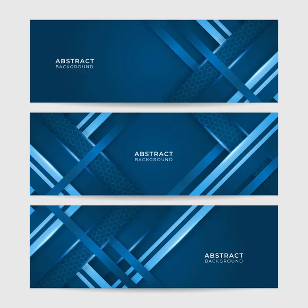 Licht Donkerblauwe Abstracte Strepen Brede Banner Ontwerp Achtergrond — Stockvector