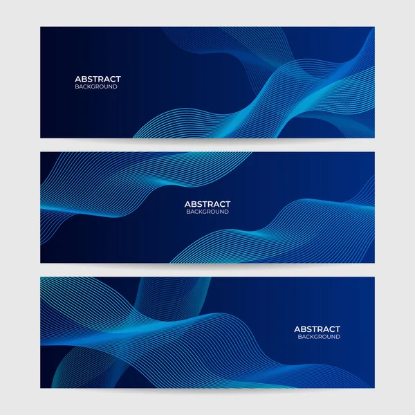 Wave Blend Blue Abstract Geometric Wide バナーデザインの背景 — ストックベクタ
