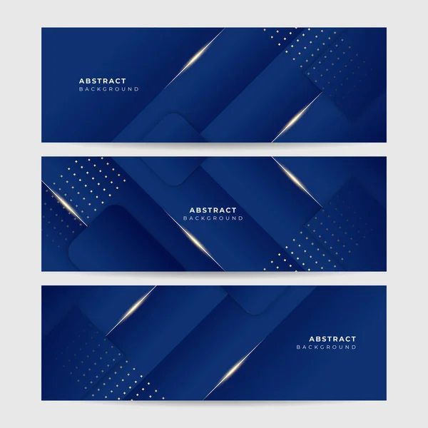 Gradient Brillant Bleu Foncé Abstrait Memphis Géométrique Large Fond Conception — Image vectorielle
