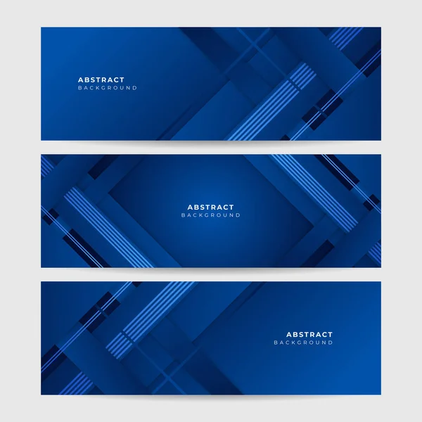 Strapes Dark Blue Abstrakt Memphis Geometrický Široký Banner Design Pozadí — Stockový vektor