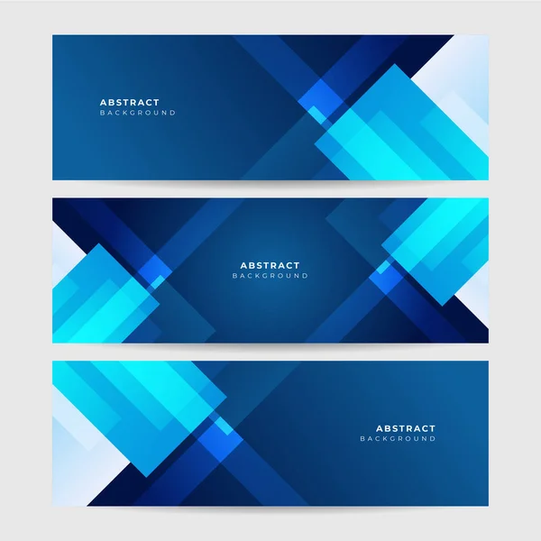 Gradient Bleu Lumineux Résumé Memphis Géométrique Large Bannière Design Arrière — Image vectorielle