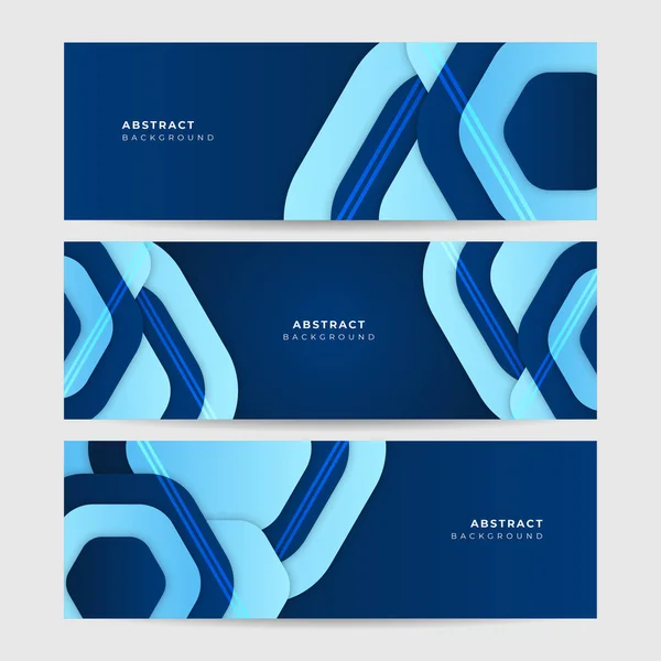 Sześciokąt Tech Light Blue Abstract Memphis Geometryczny Szeroki Baner Design — Wektor stockowy