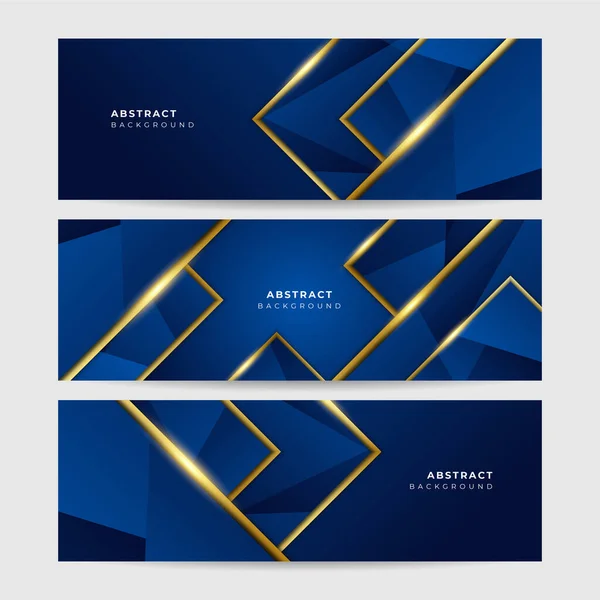 Verlaufslinie Gold Dunkelblau Abstrakt Memphis Geometrische Breite Banner Design Hintergrund — Stockvektor
