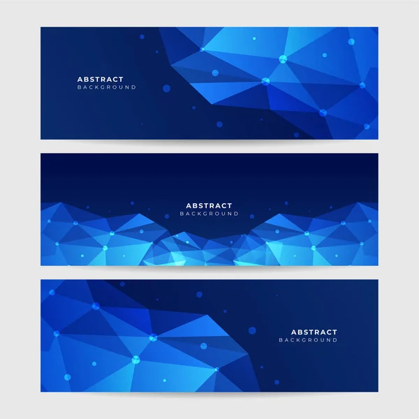 Gradient Low Poly Blue Abstract Memphis Geometryczny Szeroki Baner Konstrukcja — Wektor stockowy