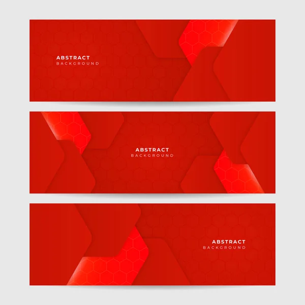 Sechseckige Tech Red Abstract Memphis Geometric Wide Banner Design Hintergrund — Stockvektor