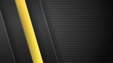 Koyu Sarı Renkli Soyut Memphis Geometrik Tasarım Arkaplanı Üzerine Parlak Satır