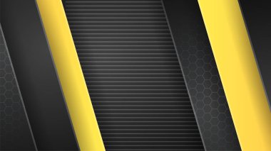 Koyu Sarı Renkli Soyut Memphis Geometrik Tasarım Arkaplanı Üzerine Parlak Satır