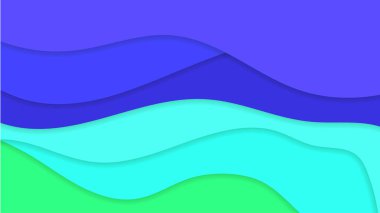 Dalga kağıt kesimi Mavi Renkli Soyut Geometrik Tasarım Arkaplanı