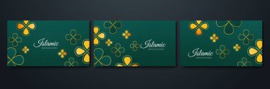 Ramazan Kareem İslami geçmişi. Düz yeşil desenli İslami tasarım arka planı. Ramazan Kareem soyut lüks İslami unsurlar arka planı