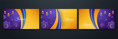Ramazan Kareem İslami geçmişi. Süslü mor desenli İslami tasarım arka planı. Ramazan Kareem soyut lüks İslami unsurlar arka planı