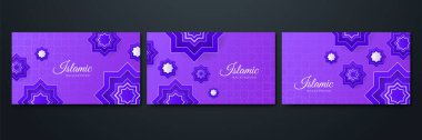 Düz çiçek Mor desenli İslami tasarım arka planı. Ramazan Kareem için İslami Arkaplan Tasarımı