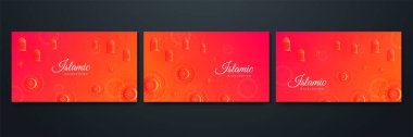 Süslü Arap kırmızı turuncu desenli İslami tasarım arka planı. Ramazan Kareem için İslami Arkaplan Tasarımı