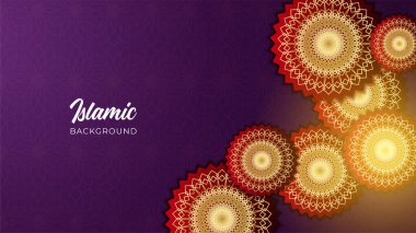 Süslü Arap mor desenli İslami tasarım arka planı. Ramazan Kareem geçmişi