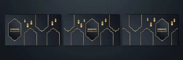 Ozdobný Rám Černé Zlato Vzor Islámský Design Pozadí Ramadan Kareem — Stockový vektor