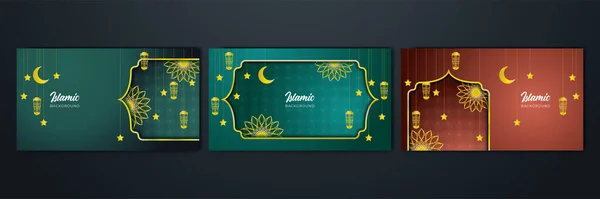 Prydnads Arabiska Grönt Mönster Islamisk Design Bakgrund Ramadan Kareem Banner — Stock vektor