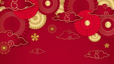 Mutlu Çin yeni yılı 2022. Asyalı unsurları olan ve arka planda zanaat stili olan kaplan yılı karakteri. Kırmızı ve altın rengi temalı genel Çin arkaplanı