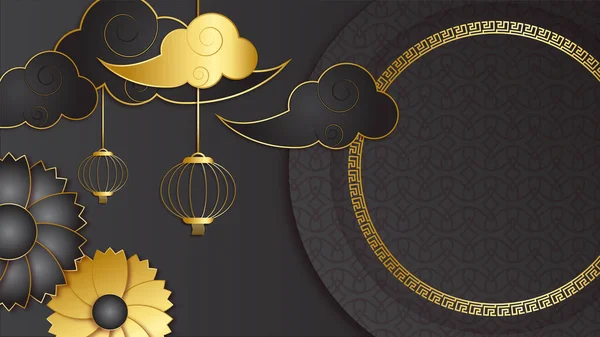 实用的中国新年纸型黑金中国设计背景 — 图库矢量图片