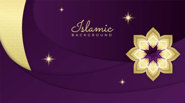 Ramazan Kareem için İslami Arkaplan Tasarımı. Süslü Arap mavisi altın desenli İslami tasarım arka planı