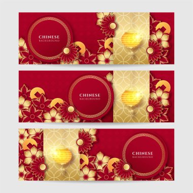 Çin porseleni, kırmızı altın arka plan. 2022 yılında Çin porseleni kaplan kırmızı ve altın çiçeği ve arka planda zanaat tarzıyla kesilmiş Asyalı elementler..