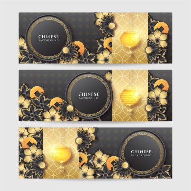 2022 Çin yeni yılı kaplan siyah ve altın çiçeği ve arka planda zanaat tarzıyla kesilmiş Asya elementleri. Evrensel Çin arkaplan afişi. Vektör illüstrasyonu