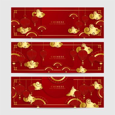 2022 yılında Çin 'de kaplan kırmızı ve altın çiçeği ve arka planda zanaat tarzıyla kesilmiş Asya elementleri. Evrensel Çin arkaplan afişi. Vektör illüstrasyonu