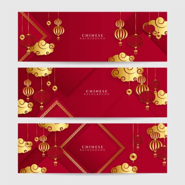 2022 yılında Çin 'de kaplan kırmızı ve altın çiçeği ve arka planda zanaat tarzıyla kesilmiş Asya elementleri. Evrensel Çin arkaplan afişi. Vektör illüstrasyonu