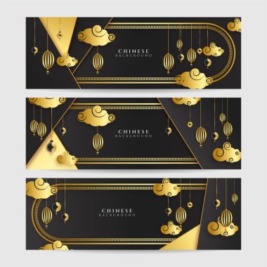 2022 Çin yeni yılı kaplan siyah ve altın çiçeği ve arka planda zanaat tarzıyla kesilmiş Asya elementleri. Evrensel Çin arkaplan afişi. Vektör illüstrasyonu