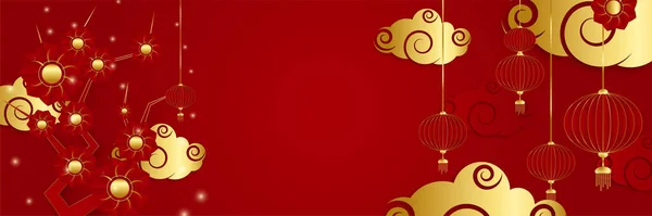 Kinesiska Nytt 2022 Tigern Röd Och Guld Blomma Och Asiatiska — Stock vektor