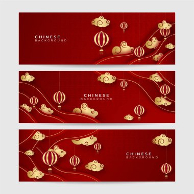 2022 yılında Çin 'de kaplan kırmızı ve altın çiçeği ve arka planda zanaat tarzıyla kesilmiş Asya elementleri. Evrensel Çin arkaplan afişi. Vektör illüstrasyonu