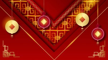 Mutlu Çin Yeni Yılı Kırmızı Altın Çin tasarım geçmişi