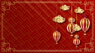 Mutlu Çin Yeni Yılı Kırmızı Altın Çin tasarım geçmişi