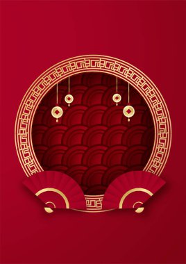 Mutlu Çin Yeni Yılı Kırmızı Altın Çin tasarım geçmişi