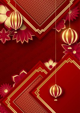 Mutlu Çin Yeni Yılı Kırmızı Altın Çin tasarım geçmişi