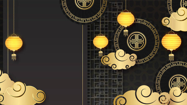 festive new year black gold chinese design background