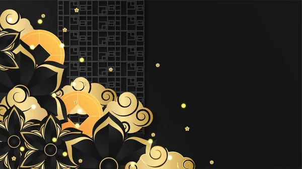 Festivo Año Nuevo Oro Negro Chino Diseño Fondo — Archivo Imágenes Vectoriales