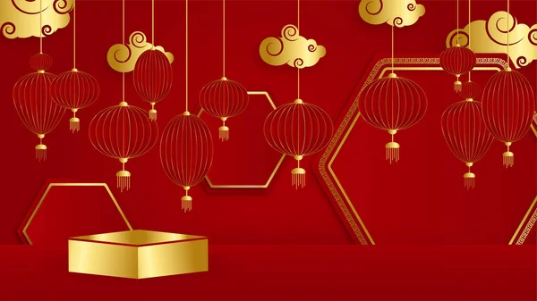 Modèle Fond Chinois Taille Papier Rouge Chine Chine Fond Rouge — Image vectorielle