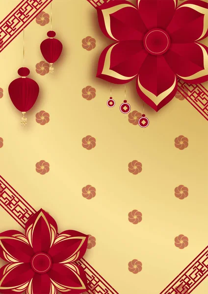 Happy Chinese New Year Red Gold Chinese Design Background — Stock Vector